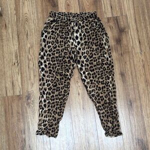 Leopard Print capris Jogger Pants - Brown/Black